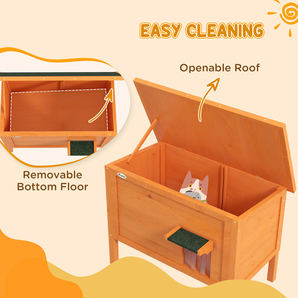 PawHut Orange Outdoor Feral Cat House Image 5