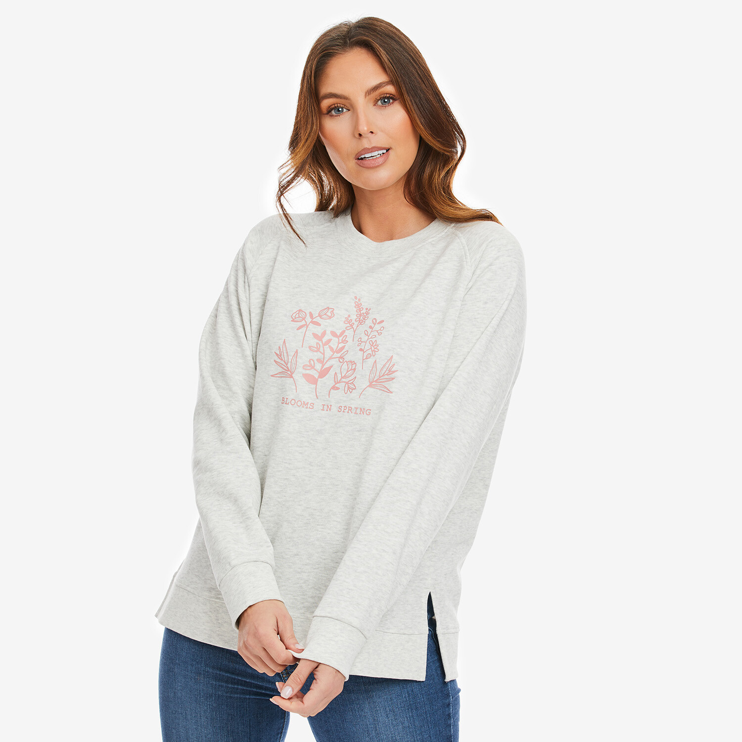 Ladies Printed Long Sleeve Jumper - Cream / 14 Image 2