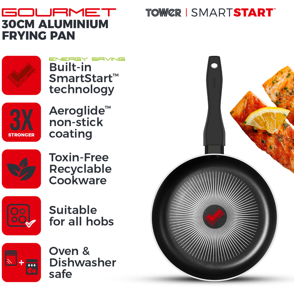 Tower Smart Start 30cm Black Aluminium Non-Stick Gourmet Frying Pan Image 2