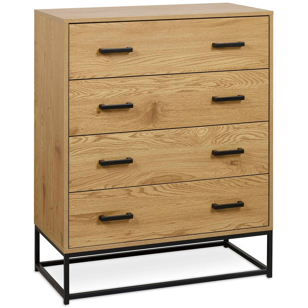 Julian Bowen Harlow 4 Drawer Light Oak Effect Chest of Drawers Image 2