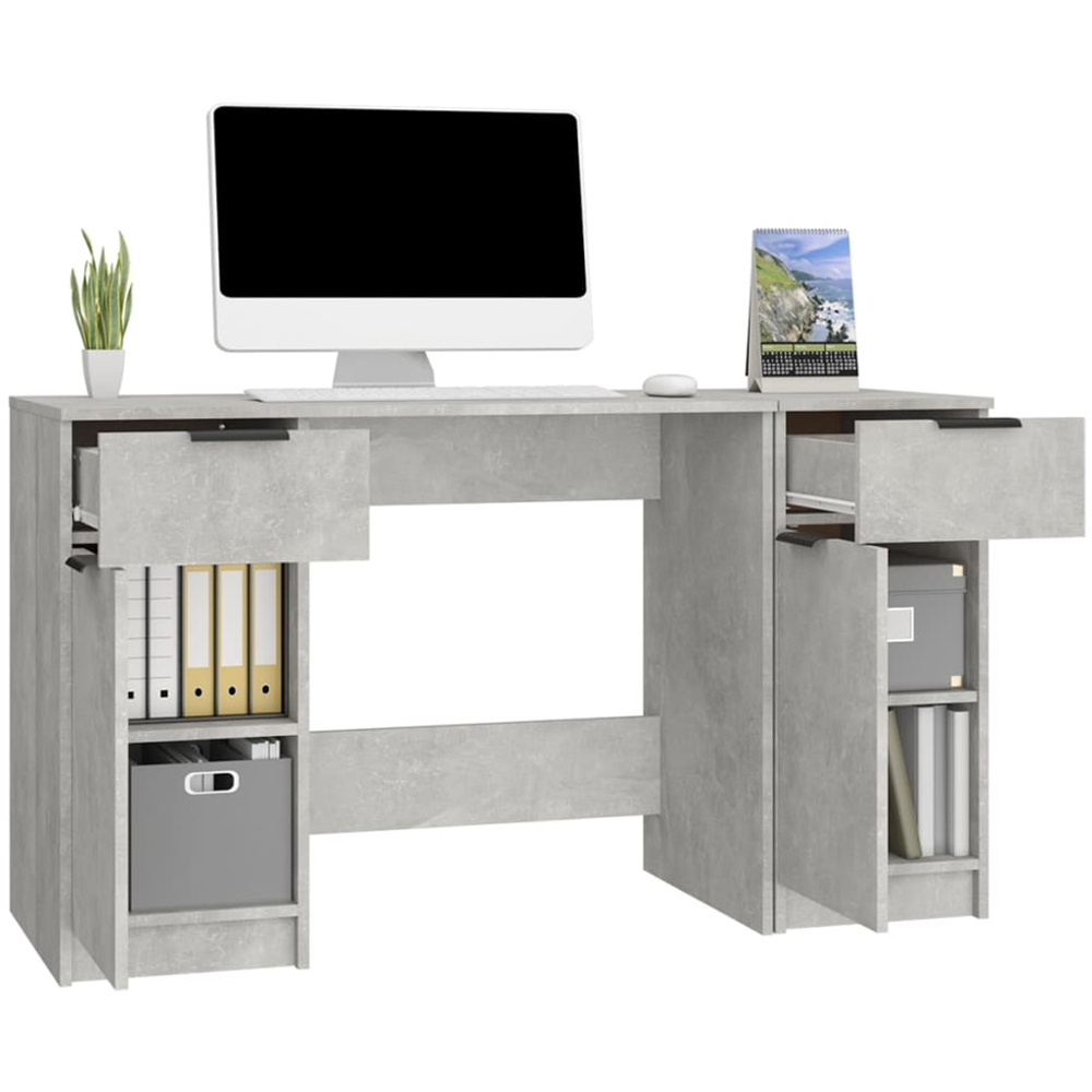 vidaXL 2 Door 2 Drawer Computer Desk Concrete Grey Image 4