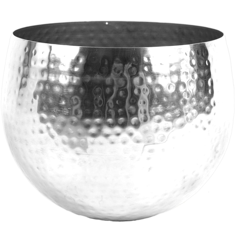 Botanik Silver Metal Straight Edge Hammered Planter 18 x 22cm Image 1