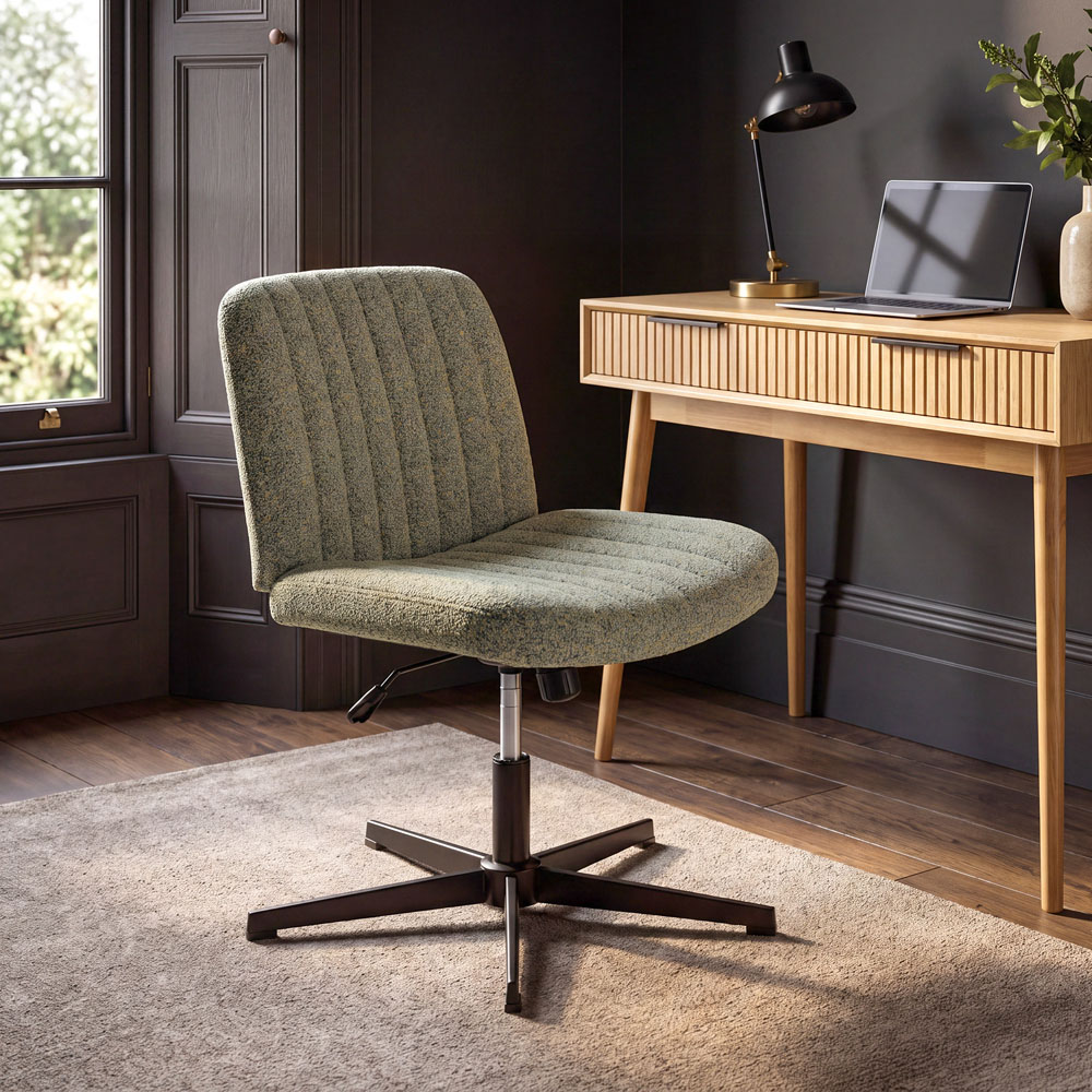 HGD BAO BUN Light Green Tweed Fabric Height Adjustable Office Chair Image 8