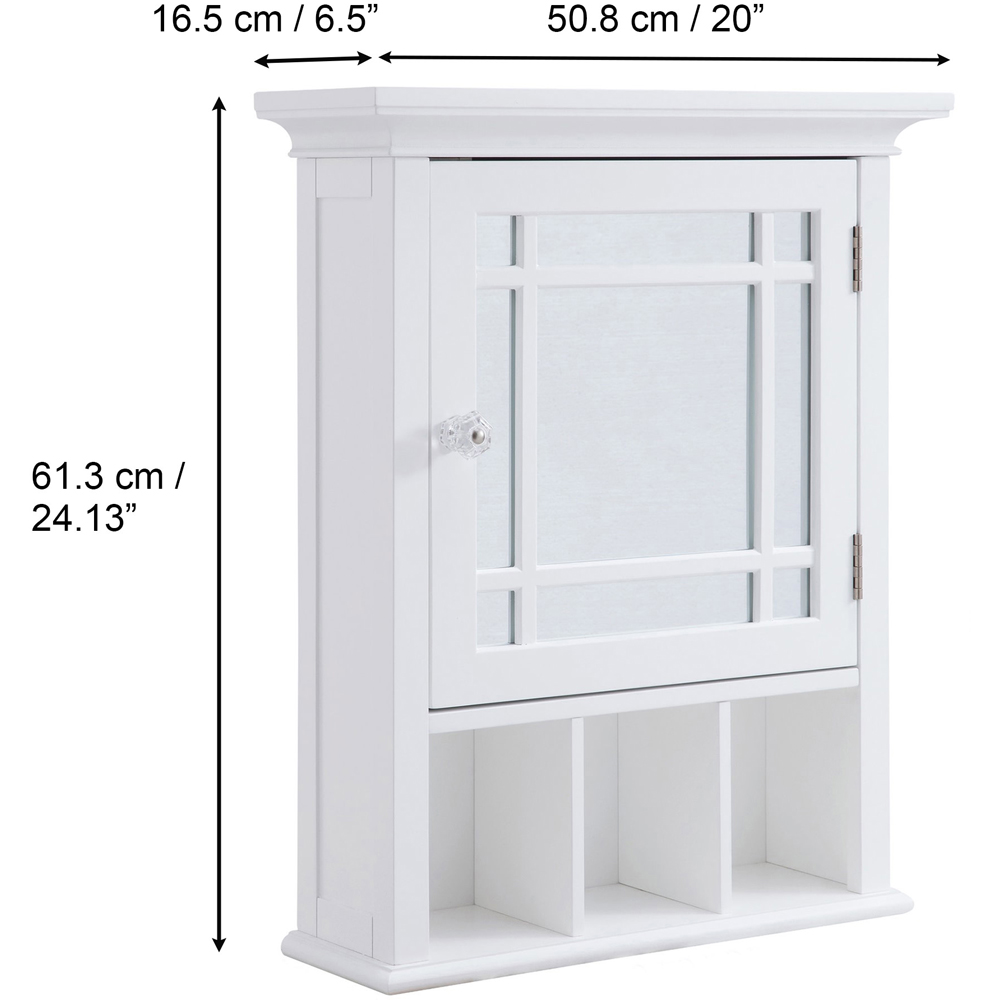 Teamson Home Neal Single Door 3 Shelf White Wooden Removable Mirrored Medicine Cabinet Image 7