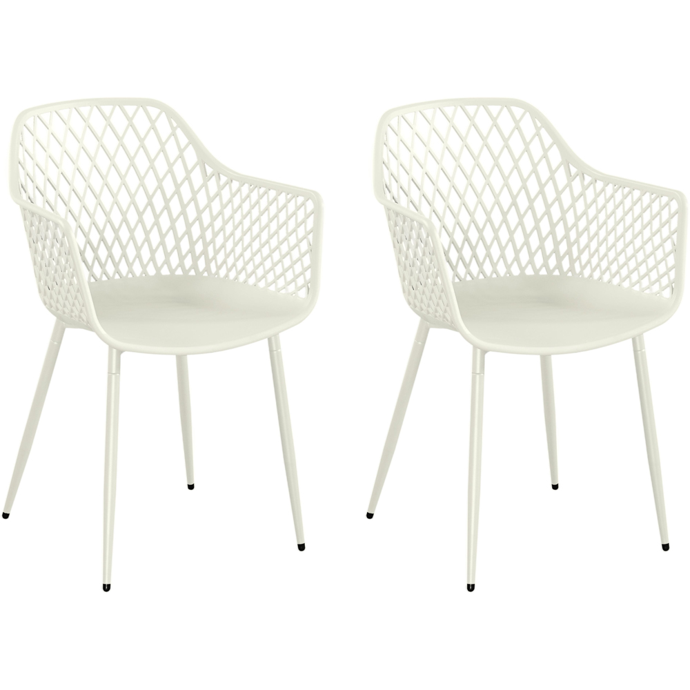 Core Products Set of 2 White Lattice Back Design Garden Bistro Armchair Image 2