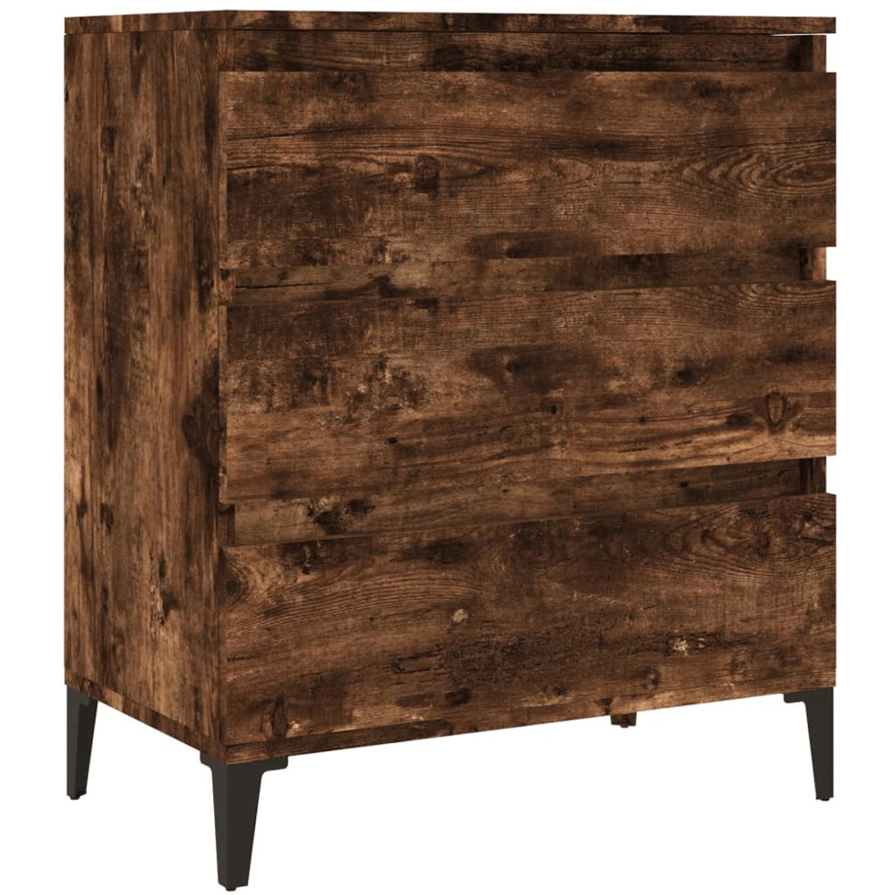 vidaXL 3 Drawer Smoked Oak Wide Sideboard with Metal Legs Image 2