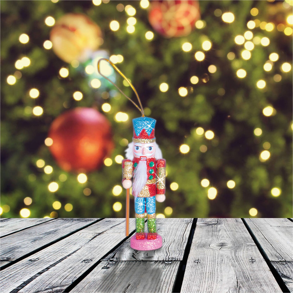 St Helens Blue Hat Multicolour Nutcracker Christmas Tree Decoration Image 3