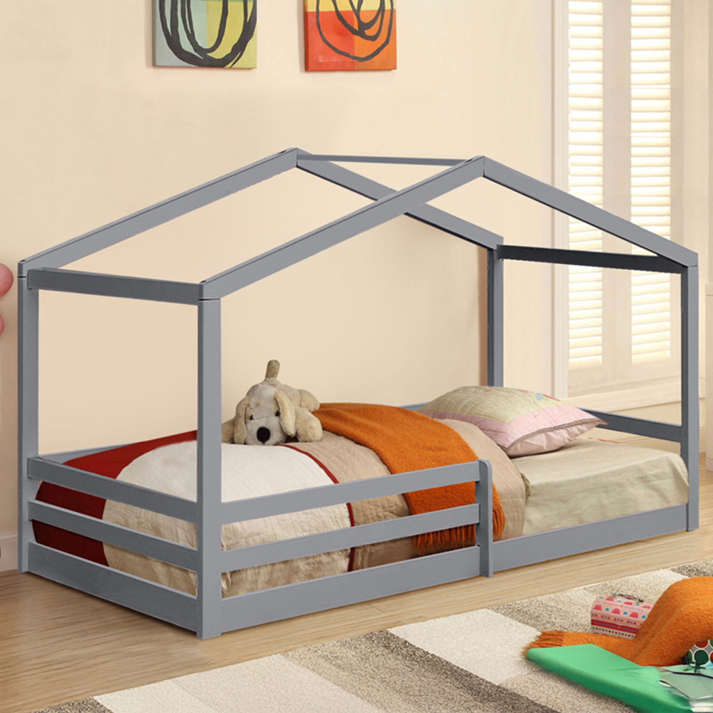 Brooklyn Single Grey Wooden House Style Bed Image 1
