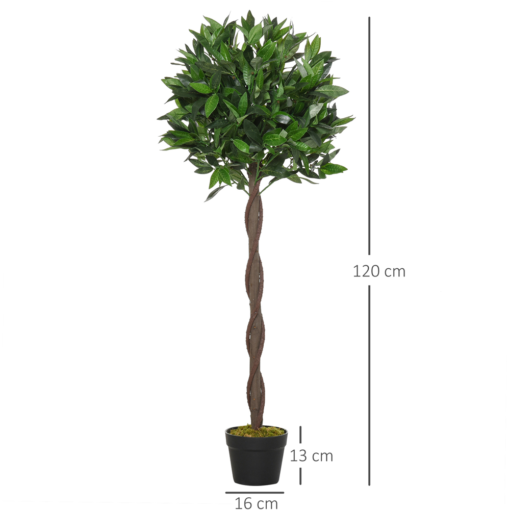 Outsunny Bay Leaf Laurel Ball Tree Artificial Plant In Pot 4ft 2 Pack Image 3