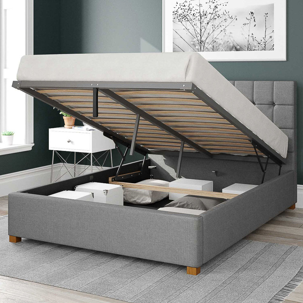Aspire Sinatra King Size Grey Eire Linen Ottoman Bed Image 2