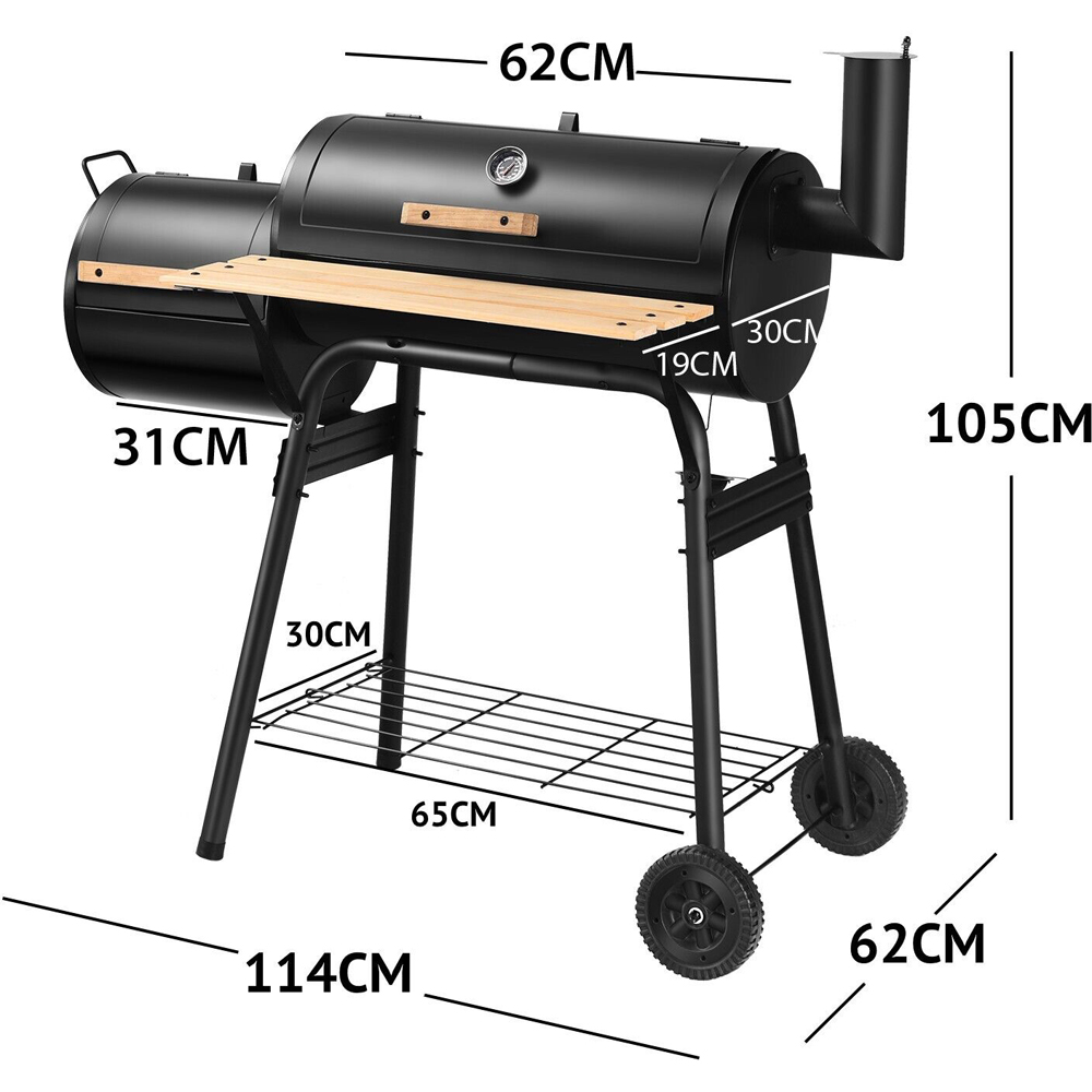 Costway Charcoal BBQ Grill with Wheels and Shelves Image 8
