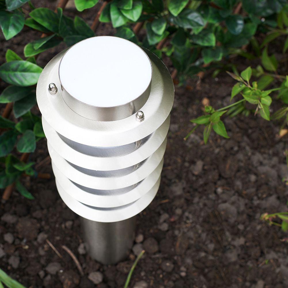 ValueLights Wharf Silver Outdoor Bollard Lantern with PIR Motion Sensor Image 3