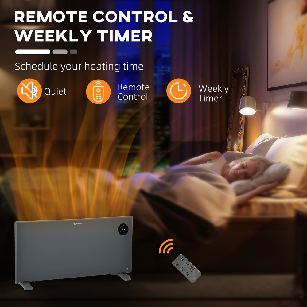 HOMCOM Grey Electric Convector Heater with LED Display and Remote 2000W Image 6