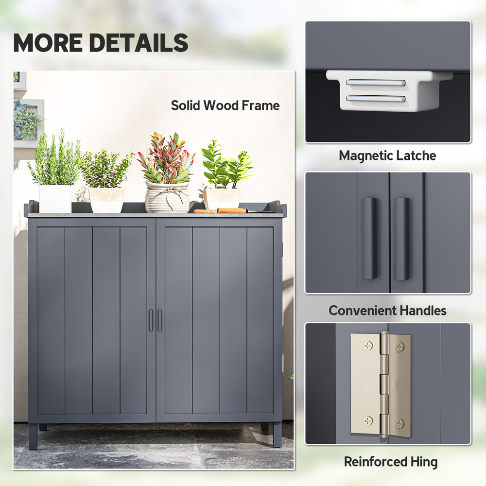 Outsunny 2-in-1 Grey Garden Storage Cabinet Image 8