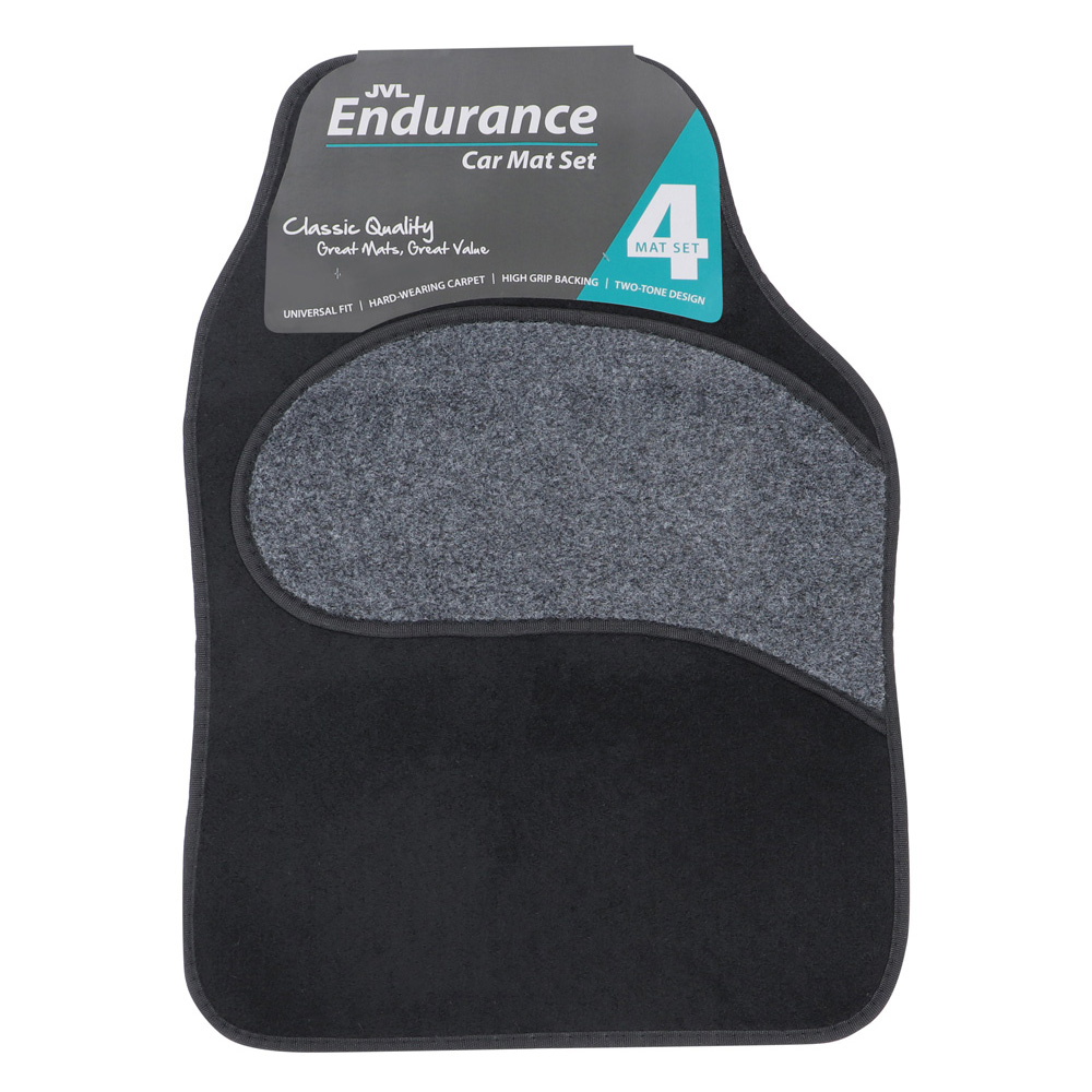 JVL Endurance Black 4 Piece Carpet Car Mat Set Image 1