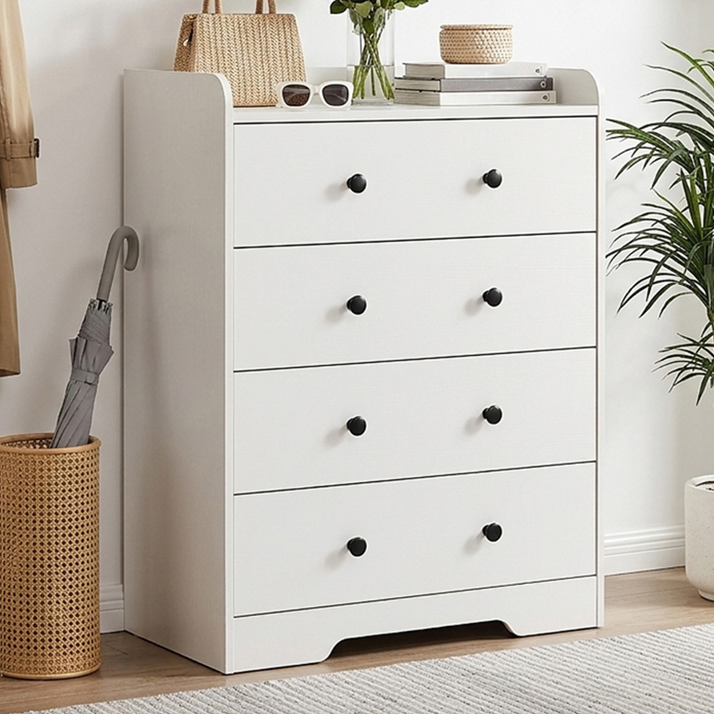 Living and Home 4 Drawer White Embossed Storage Cabinet Image 1