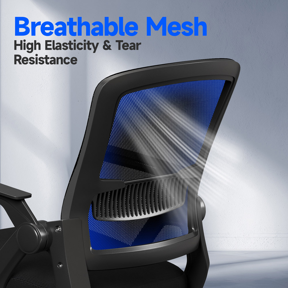Rattrix Black Swivel Computer Chair with Flip-Up Armrest and Lumbar Support Image 7