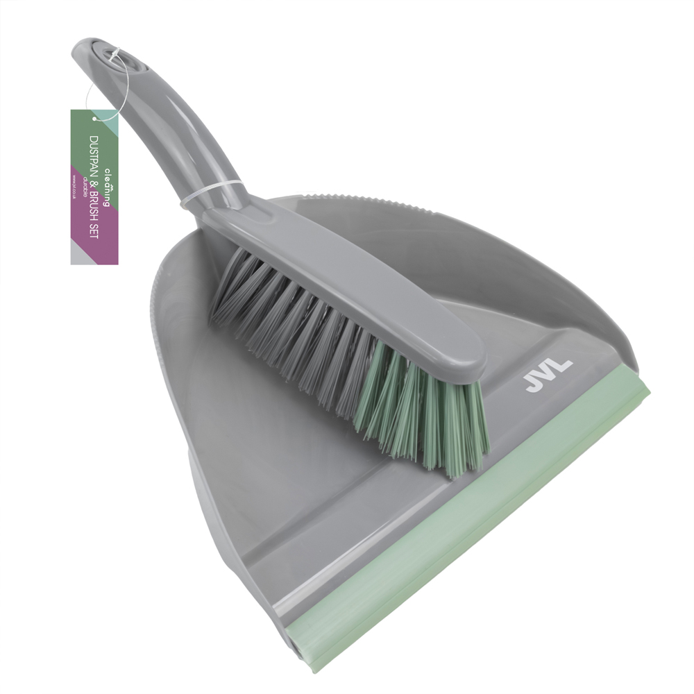 JVL Cleaning Grey Dust Pan and Brush Set Image 3