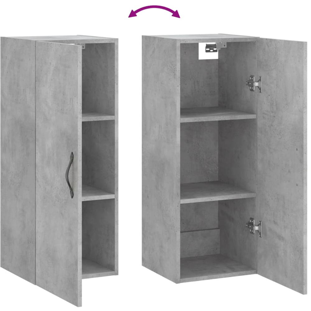 vidaXL Single Door Concrete Grey Wall Mounted Cabinet Image 9