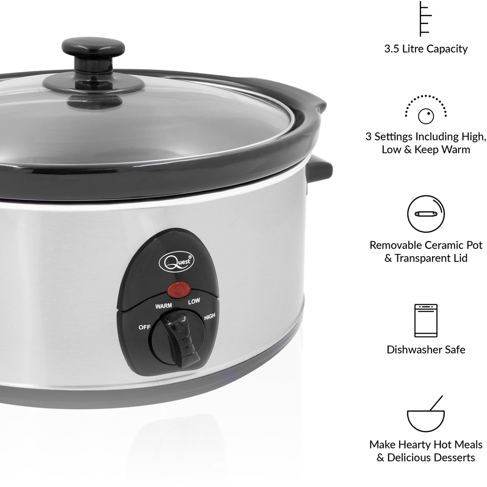 Quest Stainless Steel 3.5L Slow Cooker 200W Image 6