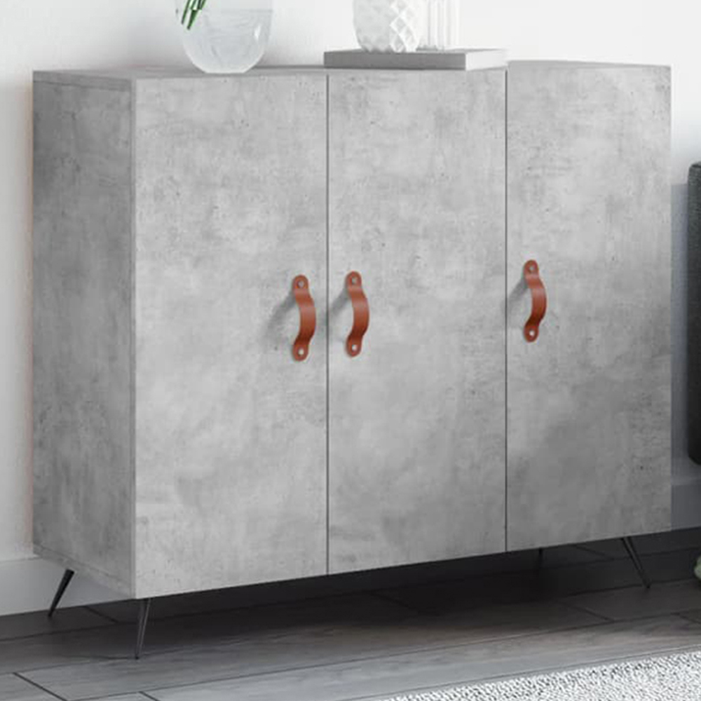 vidaXL 3 Door Concrete Grey Wooden Sideboard Image 1