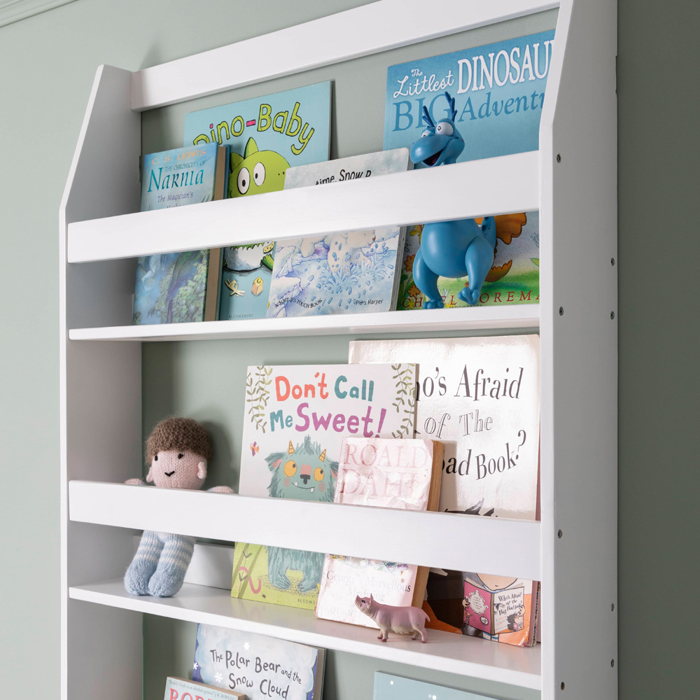 Noa and Nani Hakan 4 Shelf White Wall Mounted Bookcase Image 5