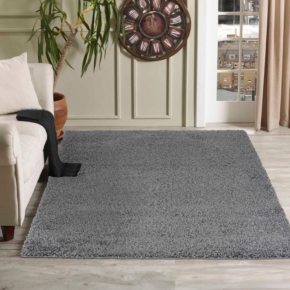 Desire Rugs Oxford Dark Grey Plain Shaggy Rug 80 x 150cm Image 2