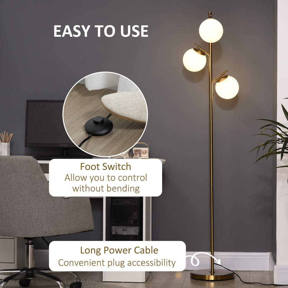 HOMCOM Gold 3 Light Tree Floor Lamp Image 7
