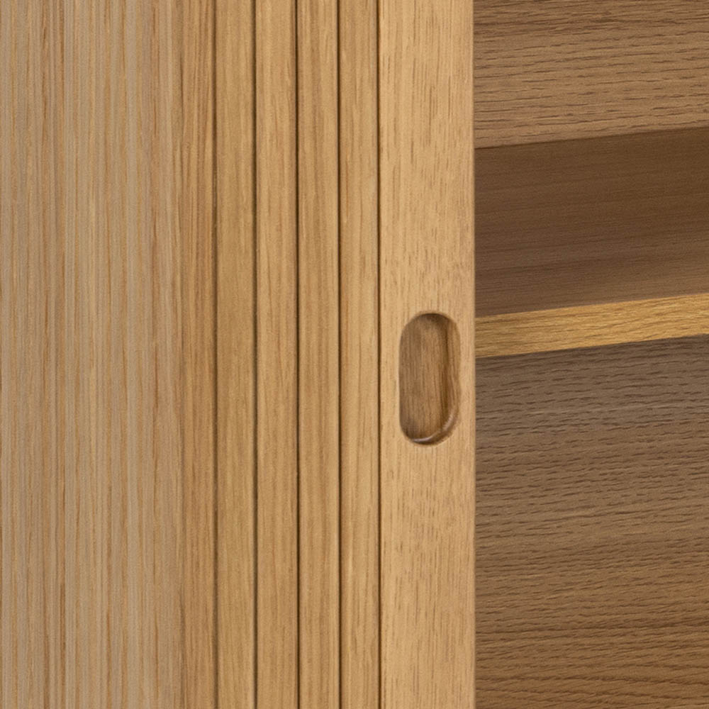 Florence Langley 4 Shelf Oak Sideboard with Sliding Door Image 8