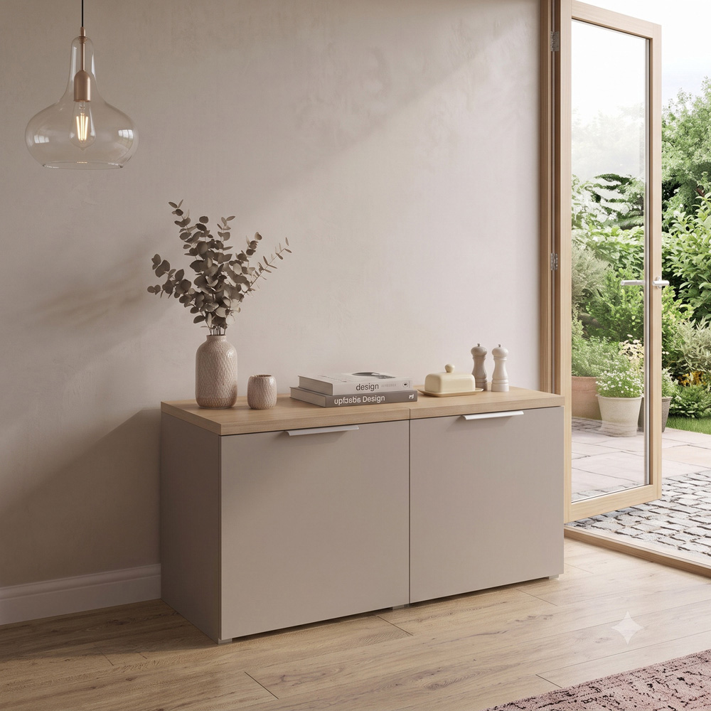 Shefa Line MODU 80 2 Door Grey and Sonoma Oak Sideboard Image 4