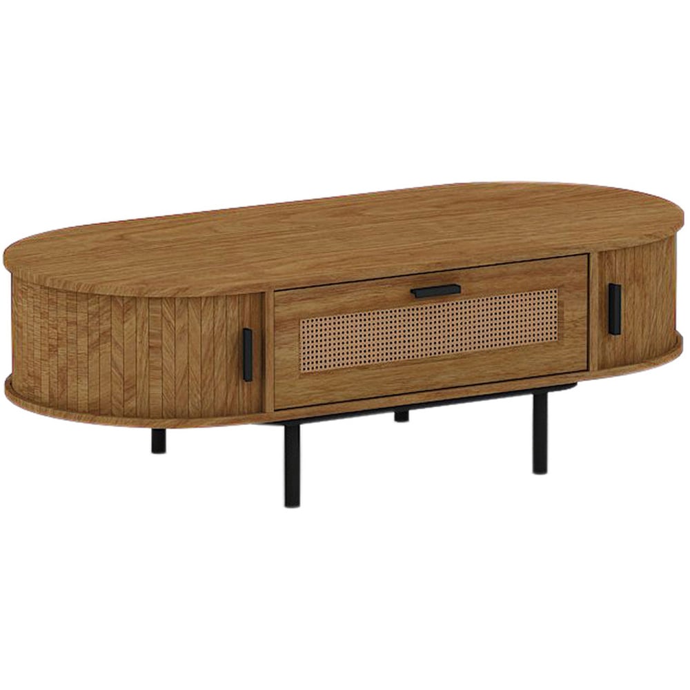 Kudl 2 Door Single Drawer Light Oak Coffee Table Image 2