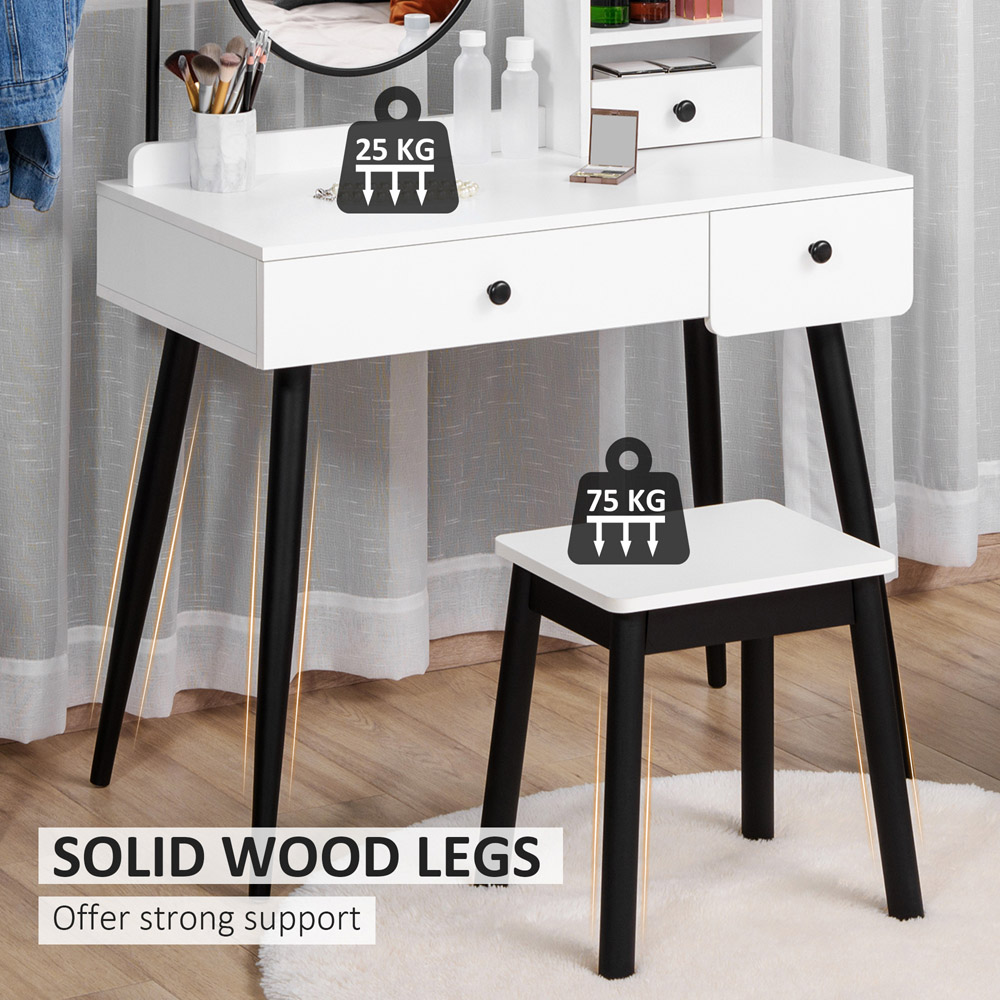 Portland White Dressing Table Set with Mirror Image 6