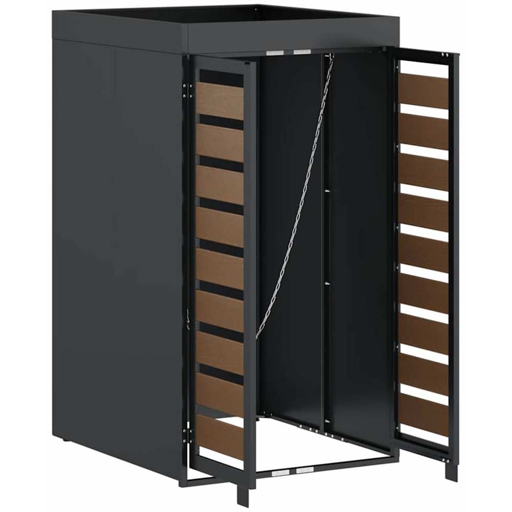 vidaXL Anthracite and Brown Wheelie Bin Storage Shed with Planter Roof Image 5