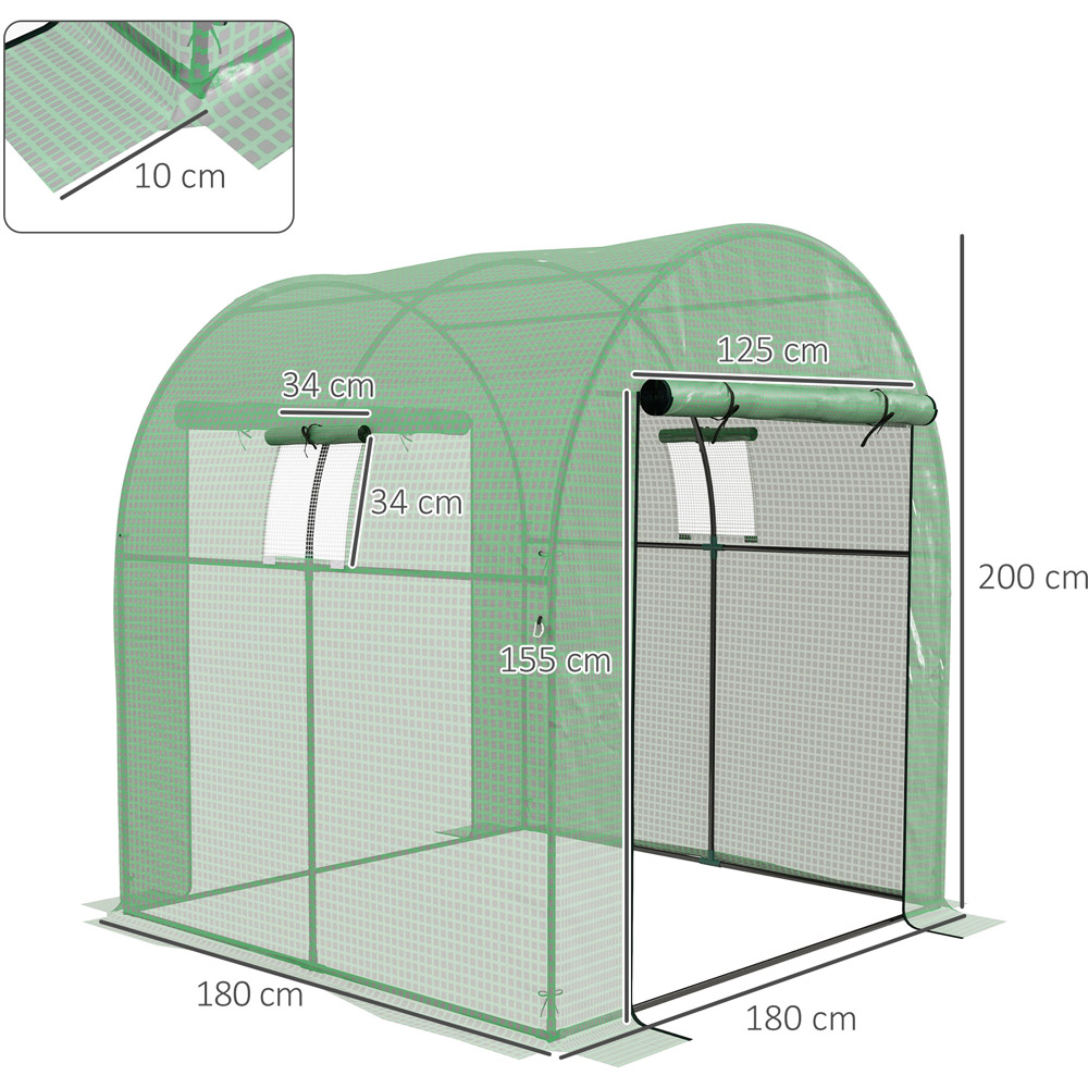 Outsunny Green PE 6 x 6ft Polytunnel Greenhouse Image 7