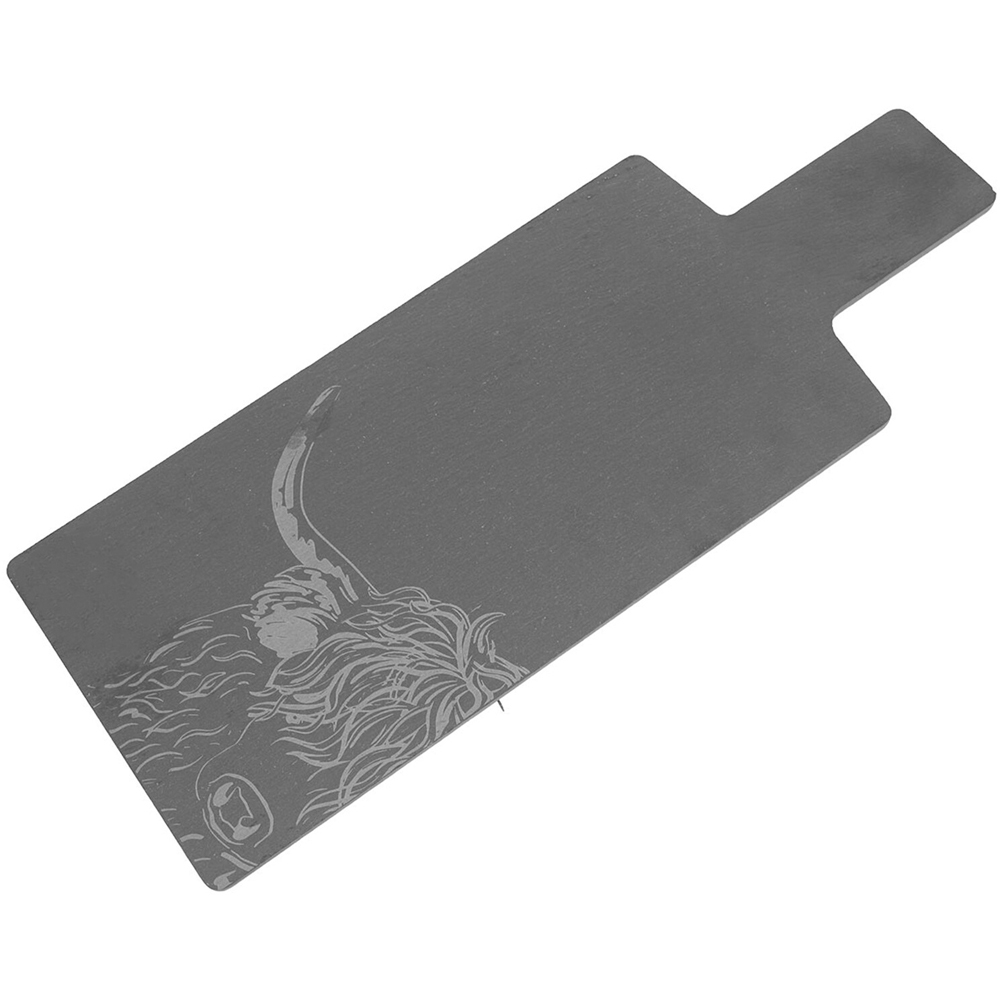 Highland Cow Slate Paddle Serving Board Grey Image 2