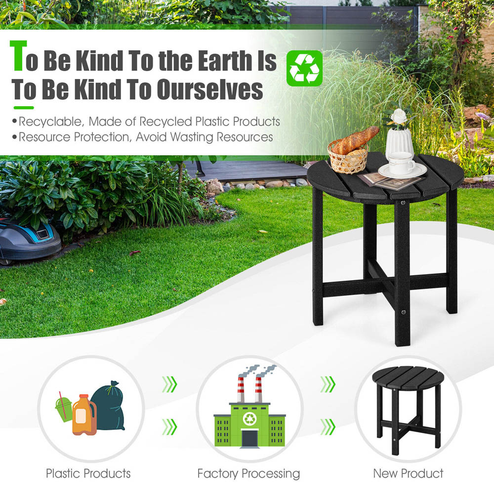Costway Black Patio Round HDPE Side Table Image 7