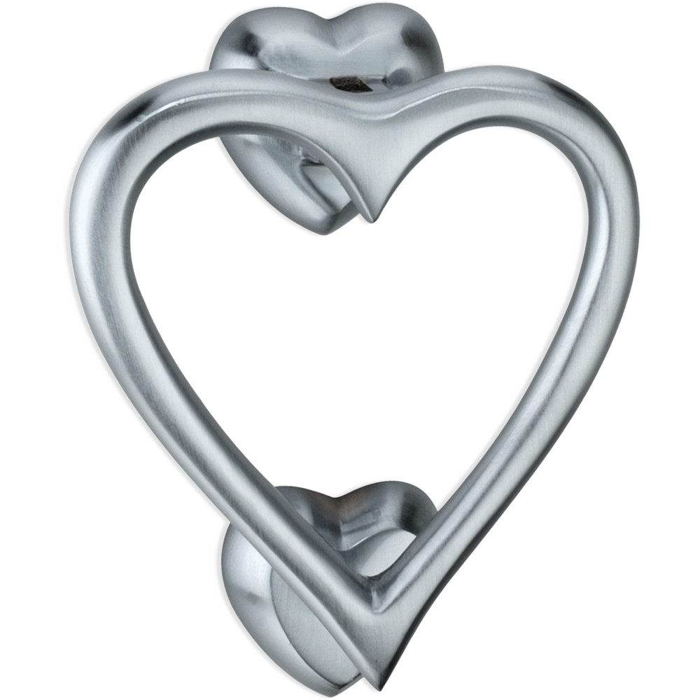 Spira Brass Satin Chrome Heart Door Knocker Image 1