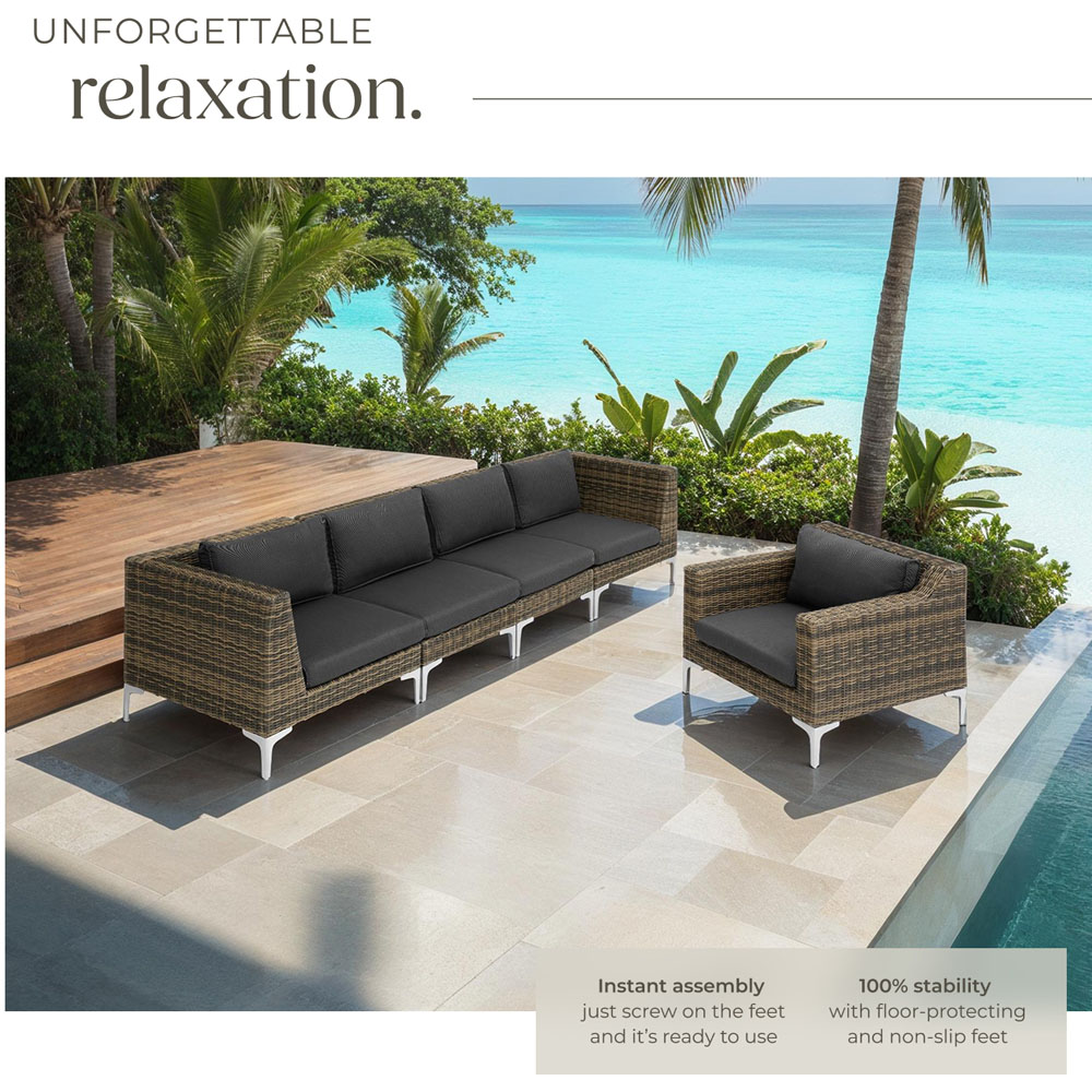 tectake Villanova Rattan Garden Armchair with Cushion Image 4