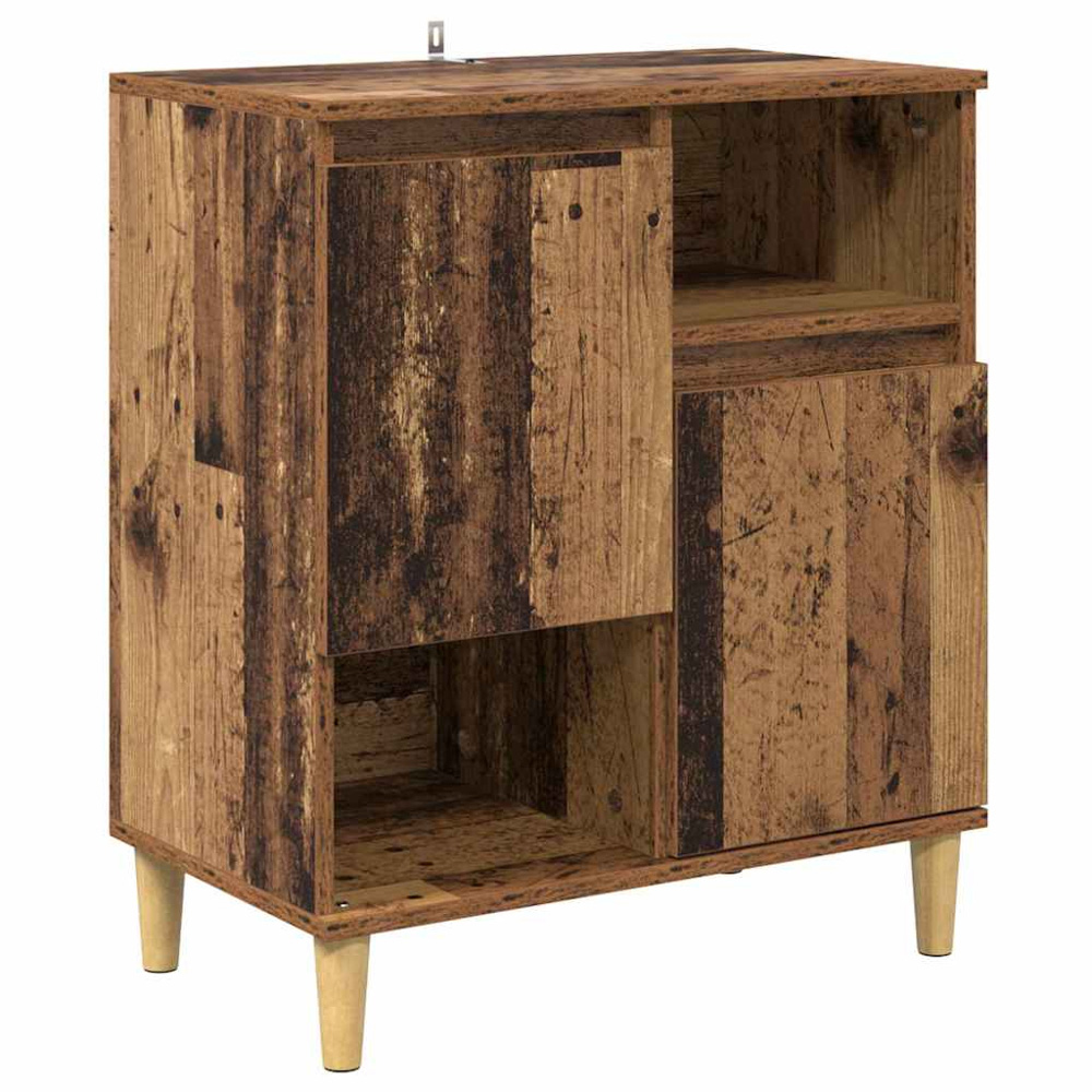 vidaXL 2 Door 2 Open Shelf Old Wood Sideboard with Wooden Legs Set of 2 Image 7