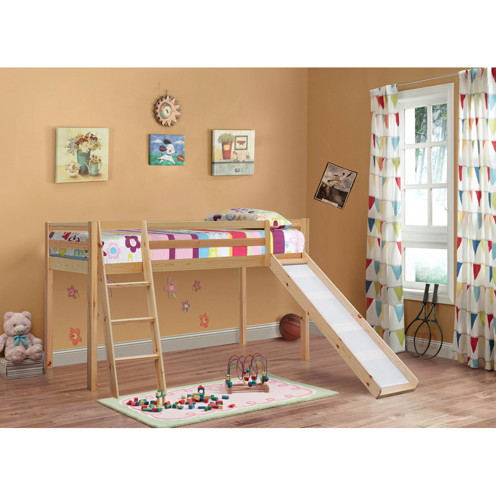 Brooklyn Single Natural Mid Sleeper Bed with Slide Image 3