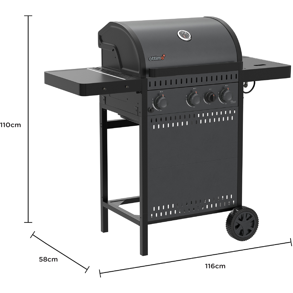 Ottimo 310 3 Burner Matt Grey and Black Gas BBQ with Side Burner Image 9