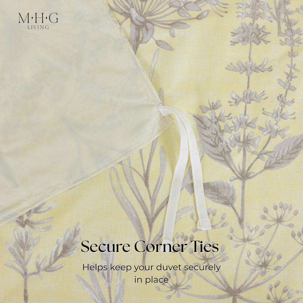 MHG Living Single Whispering Meadow Yellow Botanical Reversible Duvet Cover Set Image 6