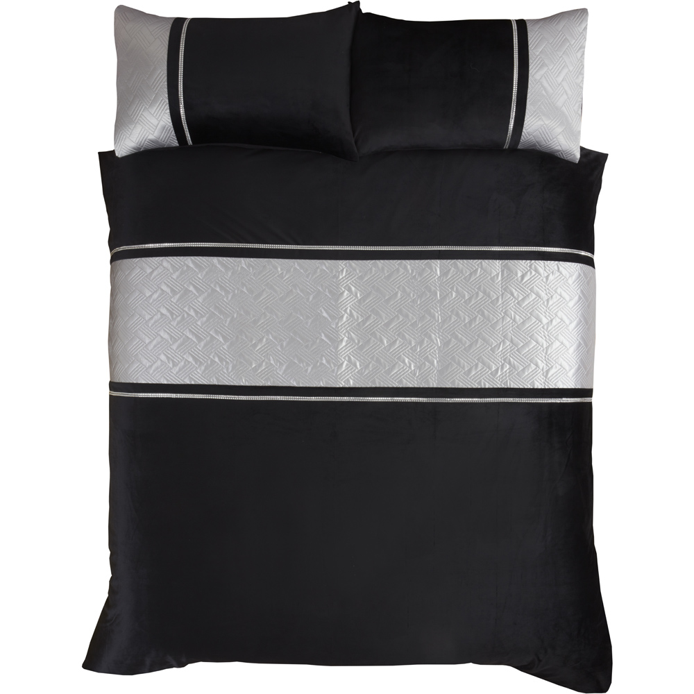 Rapport Home Capri Single Black and Silver Velvet Duvet Set Image 3