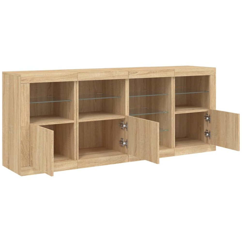 vidaXL 3 Door 4 Shelf Sonoma Oak Sideboard with LED Lights Image 4