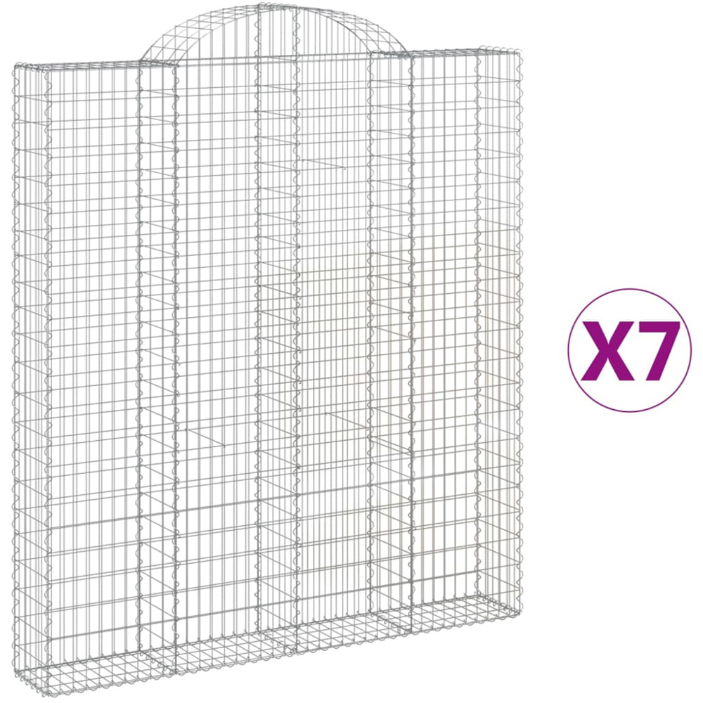 vidaXL Silver Galvanised Iron Arched Gabion Basket 200 x 30 x 220/240cm 7 Pack Image 2
