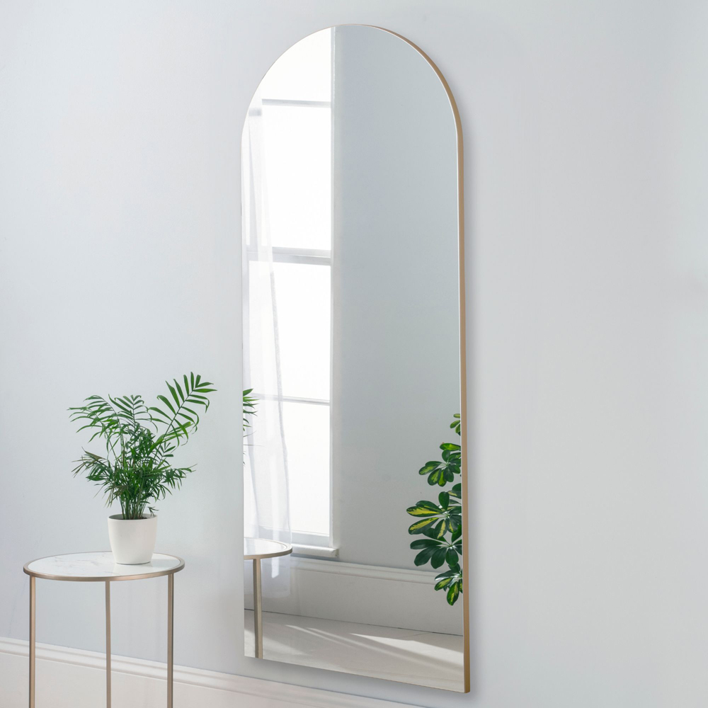Yearn Gold Arched Full Length Wall Mirror 150 x 60cm Image 2