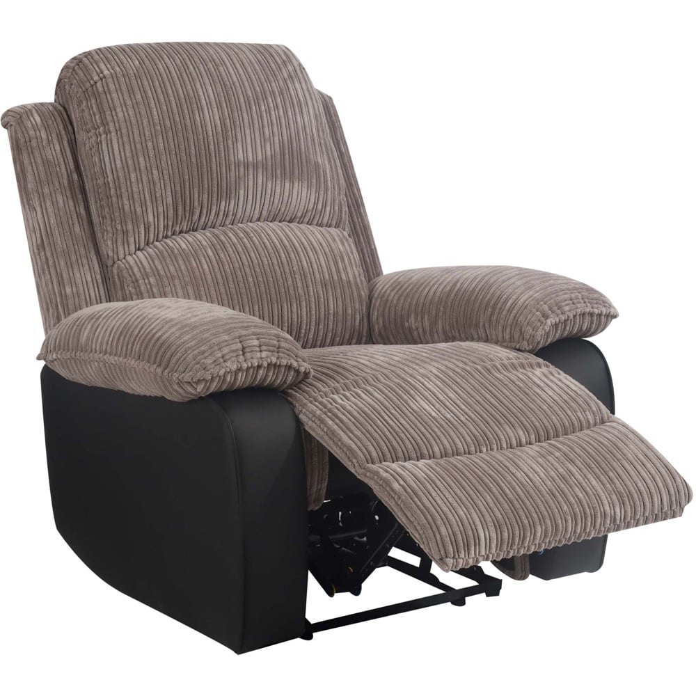 Brooklyn Grey Jumbo Cord Manual Recliner Chair Image 2