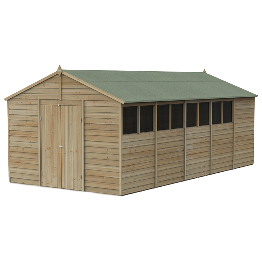 Forest Garden 4LIFE 10 x 20ft Double Door 8 Windows Apex Shed Image 1
