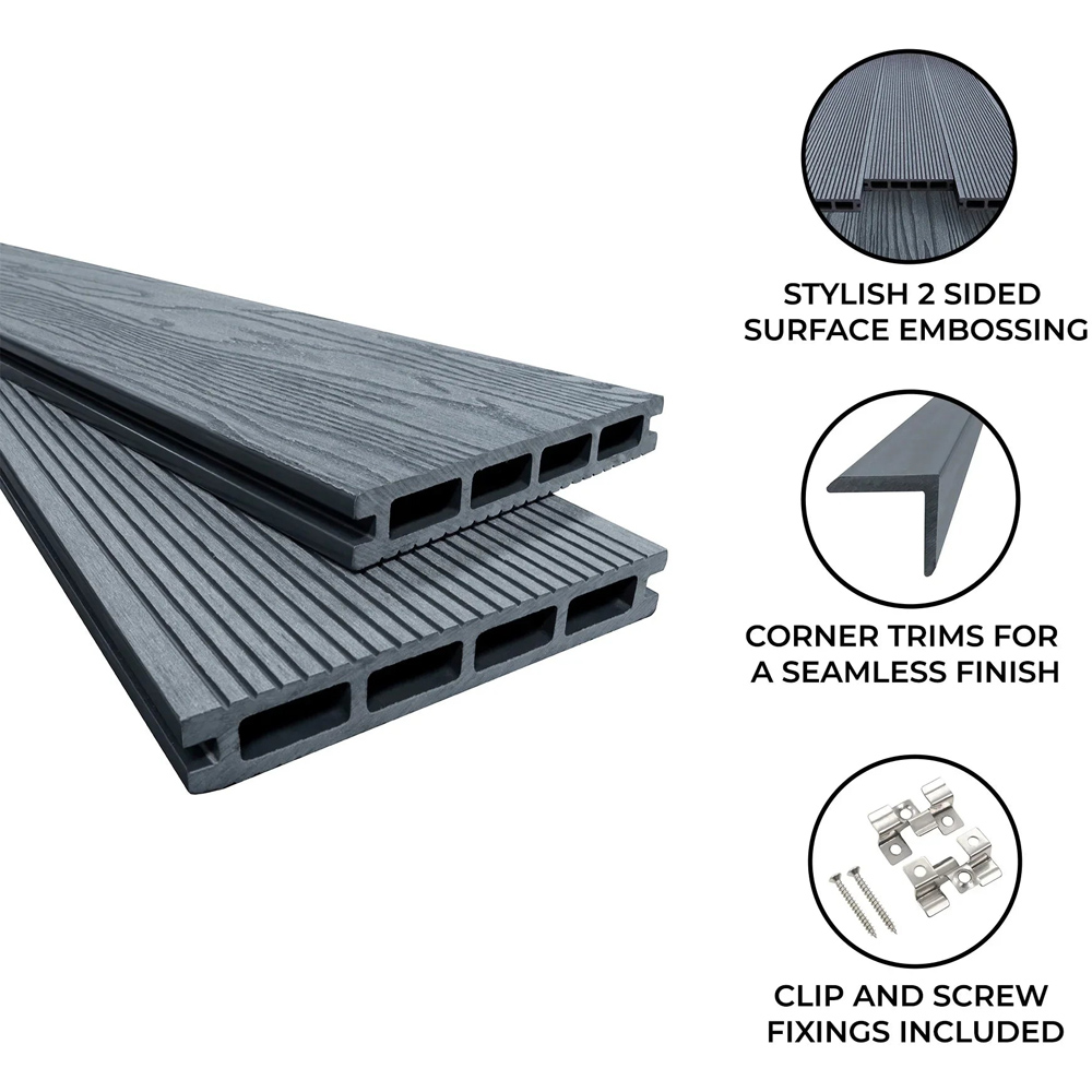 MonsterShop Grey Composite Decking Board 5 Pack Image 4