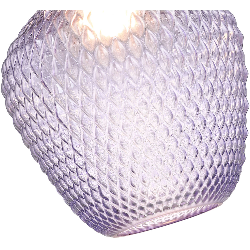 Happy Homewares Soft Lilac and Purple Curvy Diamond Etched Glass Pendant Shade Image 6